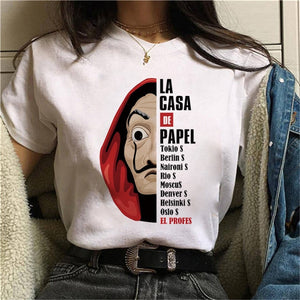 La Casa De Papel Tshirt Money Heist Tees TV Series T Shirt Women T Short Sleeve House of Paper Funny Female T-Shirt Tops