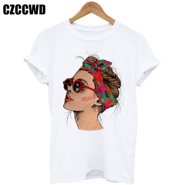 Yellow Plus Size T-shirt Women Summer Vogue Print Lady Casual T Shirt Tops Harajuku Streetwear Short Sleeve O-Neck Tees Tshirt