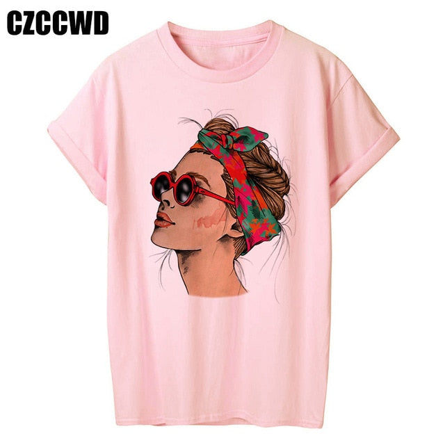 Yellow Plus Size T-shirt Women Summer Vogue Print Lady Casual T Shirt Tops Harajuku Streetwear Short Sleeve O-Neck Tees Tshirt