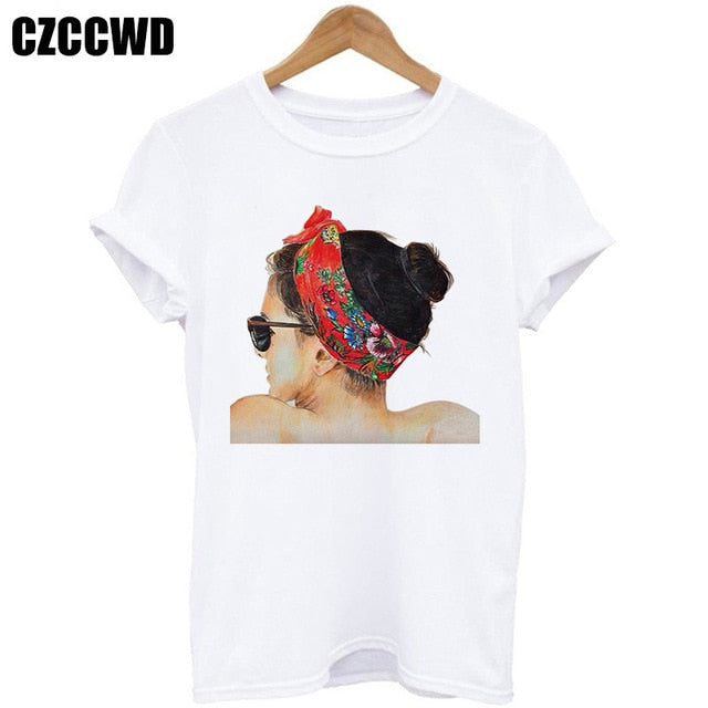 Yellow Plus Size T-shirt Women Summer Vogue Print Lady Casual T Shirt Tops Harajuku Streetwear Short Sleeve O-Neck Tees Tshirt