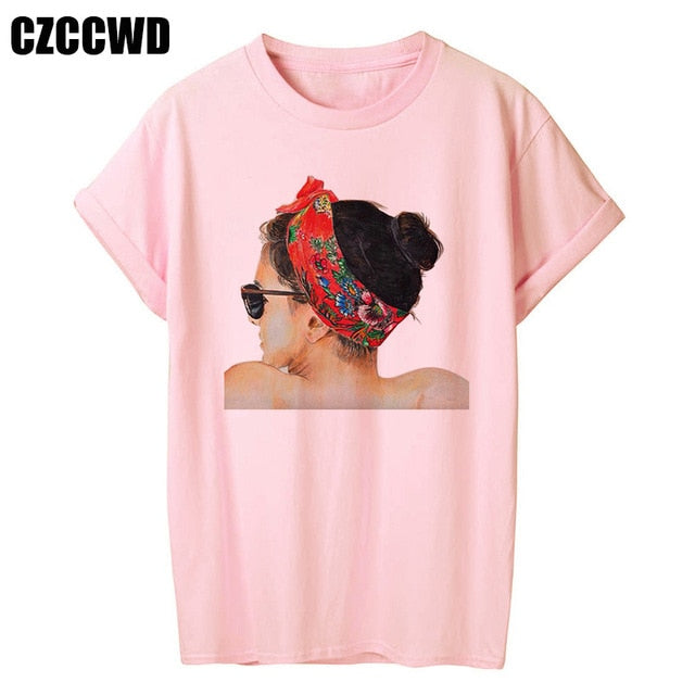 Yellow Plus Size T-shirt Women Summer Vogue Print Lady Casual T Shirt Tops Harajuku Streetwear Short Sleeve O-Neck Tees Tshirt