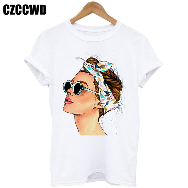Yellow Plus Size T-shirt Women Summer Vogue Print Lady Casual T Shirt Tops Harajuku Streetwear Short Sleeve O-Neck Tees Tshirt