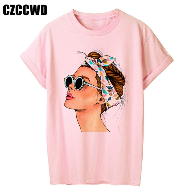 Yellow Plus Size T-shirt Women Summer Vogue Print Lady Casual T Shirt Tops Harajuku Streetwear Short Sleeve O-Neck Tees Tshirt