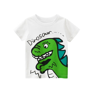 Boys & Girls Cartoon T-shirts Kids Dinosaur Print T Shirt For Boys Children Summer Short Sleeve T-shirt Cotton Tops Clothing