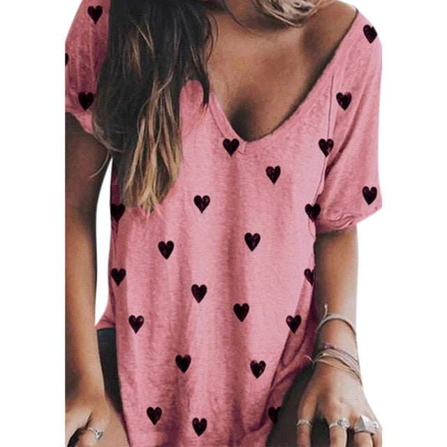VICABO Female T-shirt Summer Fashion Casual Plus Size Women T shirt Ladies Top Casual t Shirt V neck Women Tops