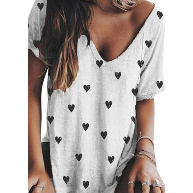 VICABO Female T-shirt Summer Fashion Casual Plus Size Women T shirt Ladies Top Casual t Shirt V neck Women Tops