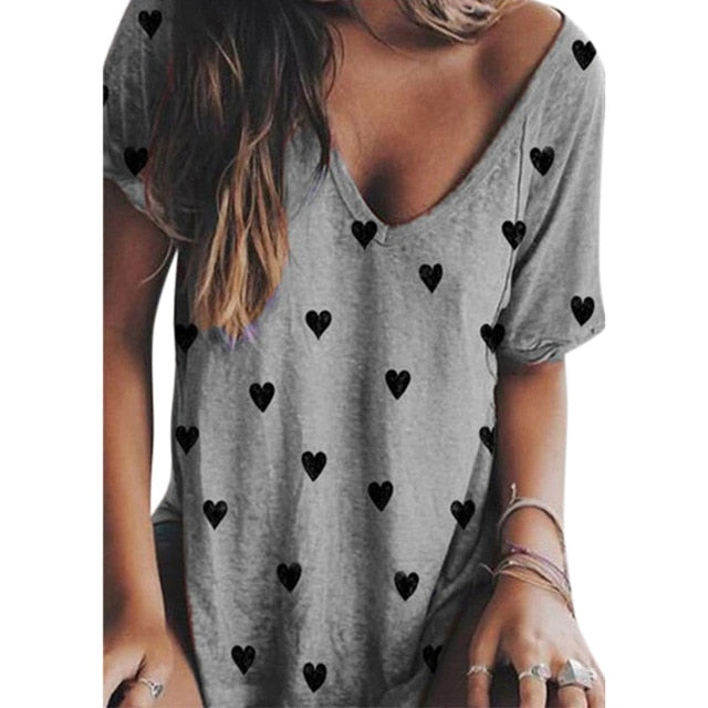 VICABO Female T-shirt Summer Fashion Casual Plus Size Women T shirt Ladies Top Casual t Shirt V neck Women Tops