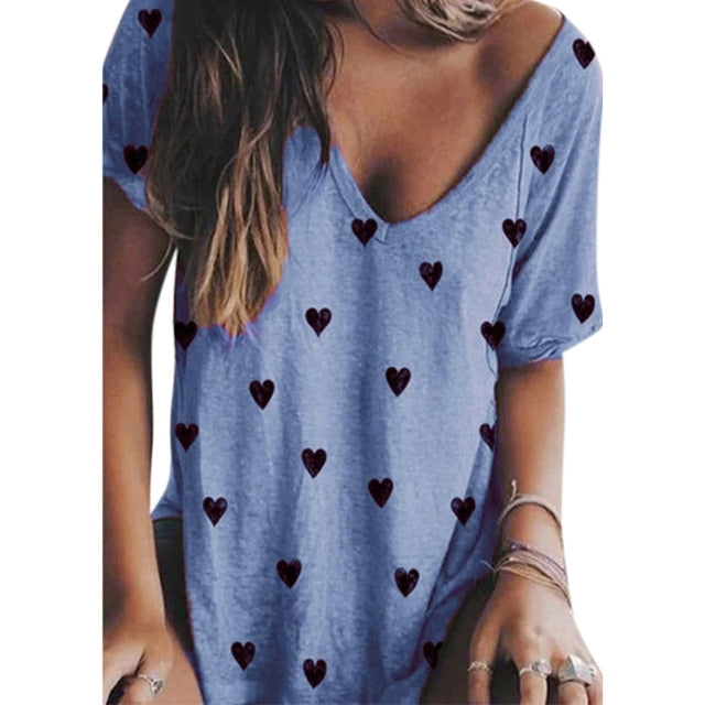 VICABO Female T-shirt Summer Fashion Casual Plus Size Women T shirt Ladies Top Casual t Shirt V neck Women Tops