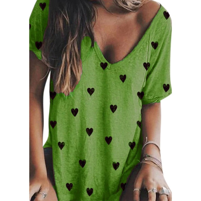 VICABO Female T-shirt Summer Fashion Casual Plus Size Women T shirt Ladies Top Casual t Shirt V neck Women Tops