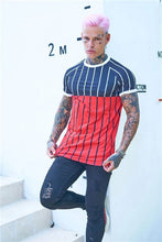 2020 new brand men's stylish cool T-shirt, men's casual style striped hip-hop short sleeve street element printed top, wholesale