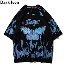 Dark Icon Flame Butterfly Street Fashion T-shirt Men 2020 Summer Crew Neck Men's Tshirt Hip Hop Tee Shirts