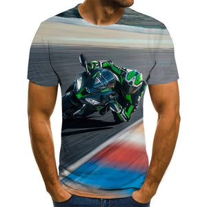 Cool racing graphics T-shirt motorcycle 3D printed men's T-shirt summer fashion tops punk T-shirt men's plus size streetwear