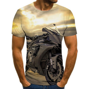 Cool racing graphics T-shirt motorcycle 3D printed men's T-shirt summer fashion tops punk T-shirt men's plus size streetwear