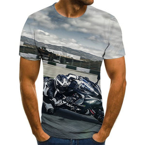 Cool racing graphics T-shirt motorcycle 3D printed men's T-shirt summer fashion tops punk T-shirt men's plus size streetwear