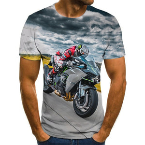 Cool racing graphics T-shirt motorcycle 3D printed men's T-shirt summer fashion tops punk T-shirt men's plus size streetwear