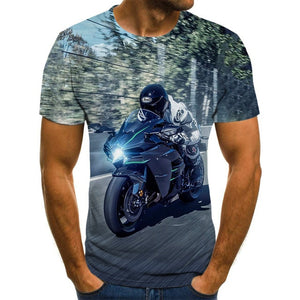 Cool racing graphics T-shirt motorcycle 3D printed men's T-shirt summer fashion tops punk T-shirt men's plus size streetwear