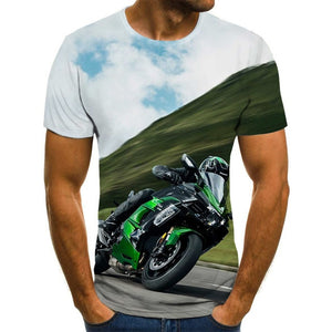 Cool racing graphics T-shirt motorcycle 3D printed men's T-shirt summer fashion tops punk T-shirt men's plus size streetwear