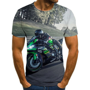 Cool racing graphics T-shirt motorcycle 3D printed men's T-shirt summer fashion tops punk T-shirt men's plus size streetwear