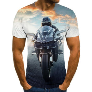 Cool racing graphics T-shirt motorcycle 3D printed men's T-shirt summer fashion tops punk T-shirt men's plus size streetwear