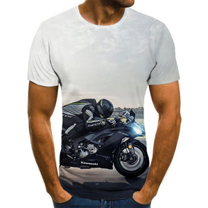 Cool racing graphics T-shirt motorcycle 3D printed men's T-shirt summer fashion tops punk T-shirt men's plus size streetwear