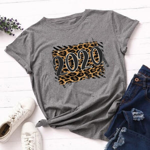 Fashion T Shirt Woman 2020 Tops Tshirt Leopard Peace Love Coffee Streetwear Casual O-neck T-shirt Summer Female Tee Shirts Women