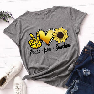 Fashion T Shirt Woman 2020 Tops Tshirt Leopard Peace Love Coffee Streetwear Casual O-neck T-shirt Summer Female Tee Shirts Women