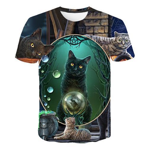 Siyah ve beyaz kedi T-shirt sevimli kedi bask 3DT t-Shirt elenceli kedi gmlek T-shirt yaz Casual kadn st T-shirt