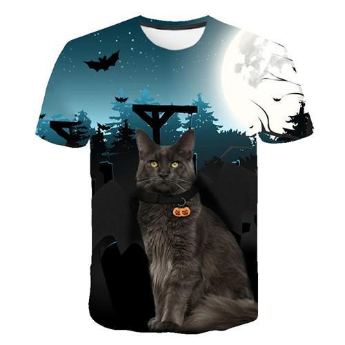 Siyah ve beyaz kedi T-shirt sevimli kedi bask 3DT t-Shirt elenceli kedi gmlek T-shirt yaz Casual kadn st T-shirt
