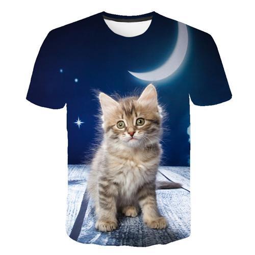 Siyah ve beyaz kedi T-shirt sevimli kedi bask 3DT t-Shirt elenceli kedi gmlek T-shirt yaz Casual kadn st T-shirt