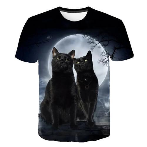Siyah ve beyaz kedi T-shirt sevimli kedi bask 3DT t-Shirt elenceli kedi gmlek T-shirt yaz Casual kadn st T-shirt