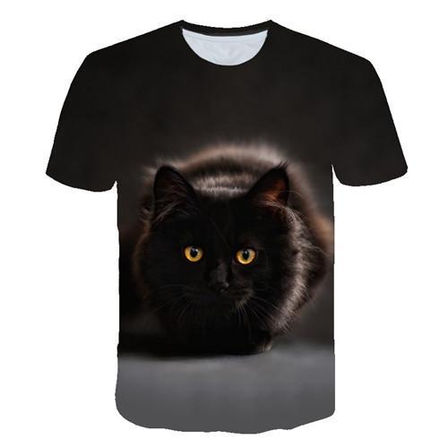 Siyah ve beyaz kedi T-shirt sevimli kedi bask 3DT t-Shirt elenceli kedi gmlek T-shirt yaz Casual kadn st T-shirt