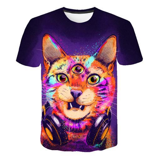 Siyah ve beyaz kedi T-shirt sevimli kedi bask 3DT t-Shirt elenceli kedi gmlek T-shirt yaz Casual kadn st T-shirt