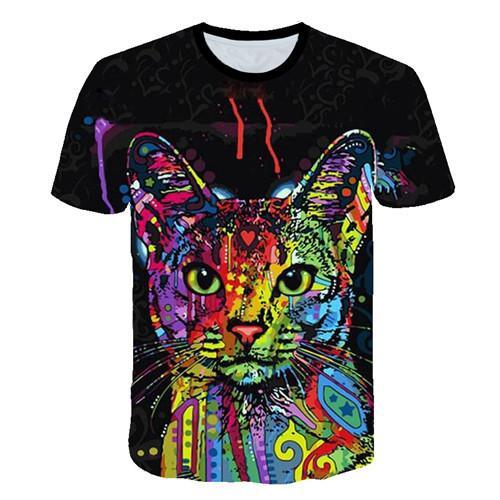 Siyah ve beyaz kedi T-shirt sevimli kedi bask 3DT t-Shirt elenceli kedi gmlek T-shirt yaz Casual kadn st T-shirt