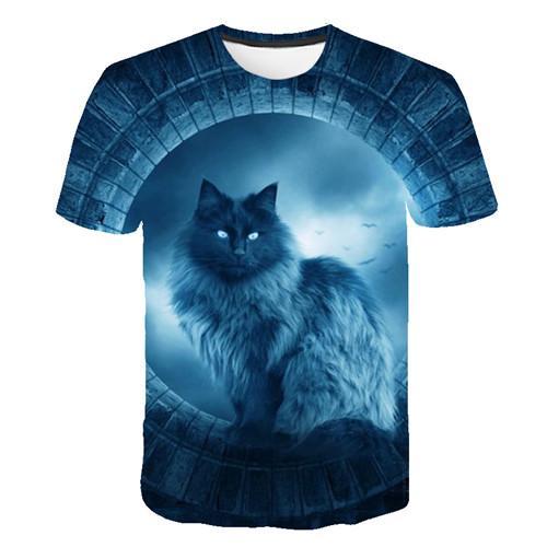 Siyah ve beyaz kedi T-shirt sevimli kedi bask 3DT t-Shirt elenceli kedi gmlek T-shirt yaz Casual kadn st T-shirt