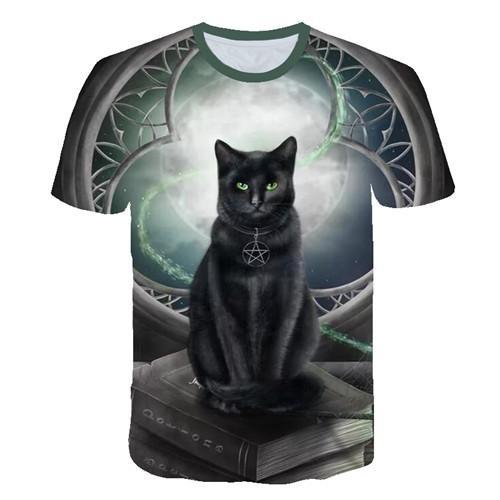 Siyah ve beyaz kedi T-shirt sevimli kedi bask 3DT t-Shirt elenceli kedi gmlek T-shirt yaz Casual kadn st T-shirt