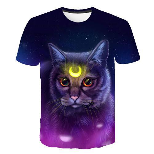 Siyah ve beyaz kedi T-shirt sevimli kedi bask 3DT t-Shirt elenceli kedi gmlek T-shirt yaz Casual kadn st T-shirt