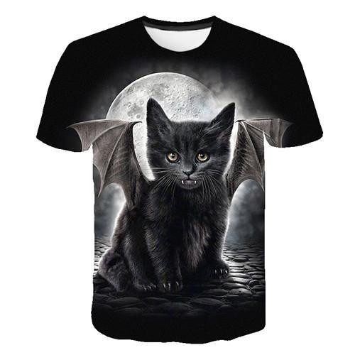 Siyah ve beyaz kedi T-shirt sevimli kedi bask 3DT t-Shirt elenceli kedi gmlek T-shirt yaz Casual kadn st T-shirt