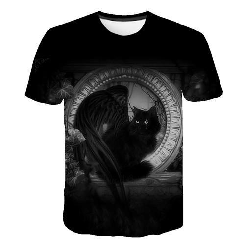 Siyah ve beyaz kedi T-shirt sevimli kedi bask 3DT t-Shirt elenceli kedi gmlek T-shirt yaz Casual kadn st T-shirt