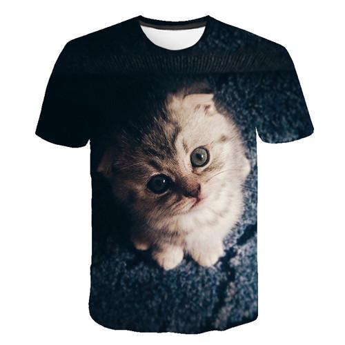 Siyah ve beyaz kedi T-shirt sevimli kedi bask 3DT t-Shirt elenceli kedi gmlek T-shirt yaz Casual kadn st T-shirt