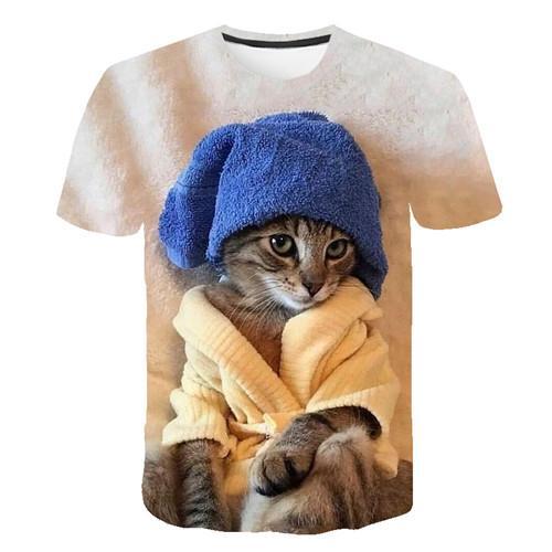 Siyah ve beyaz kedi T-shirt sevimli kedi bask 3DT t-Shirt elenceli kedi gmlek T-shirt yaz Casual kadn st T-shirt