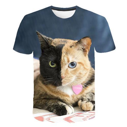 Siyah ve beyaz kedi T-shirt sevimli kedi bask 3DT t-Shirt elenceli kedi gmlek T-shirt yaz Casual kadn st T-shirt