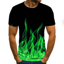 2020 new flame men's T-shirt summer fashion short-sleeved 3D round neck tops smoke element shirt trendy men's T-shirt