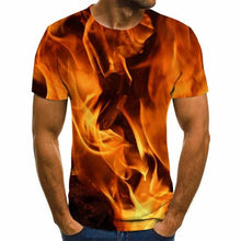 2020 new flame men's T-shirt summer fashion short-sleeved 3D round neck tops smoke element shirt trendy men's T-shirt