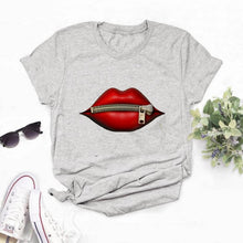 2020 Hot Harajuku Shiny red lips Graphic T Shirt Women Cartoon Grunge T-shirt Fashion Tshirt Ullzang Top Tee Female ropa mujer