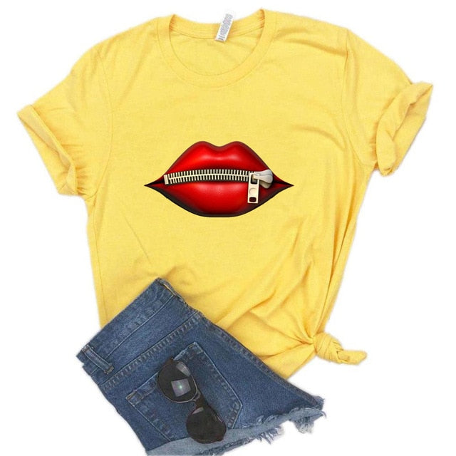 Women Red Mouth Lip Kiss Printed Girl Black Tshirt Summer Funny Leopard Graphic Tee Shirt Femme Vogue Harajuku T Shirt,Drop Ship