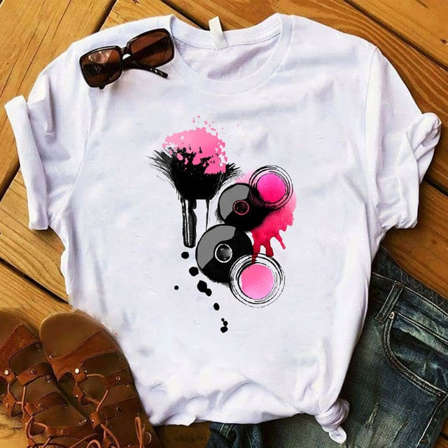T Shirt Women Graphic 3D Finger Nail Paint Color Fashion Tops Female T-Shirts Summer Harajuku T-Shirt Short Sleeve T-shirts Top