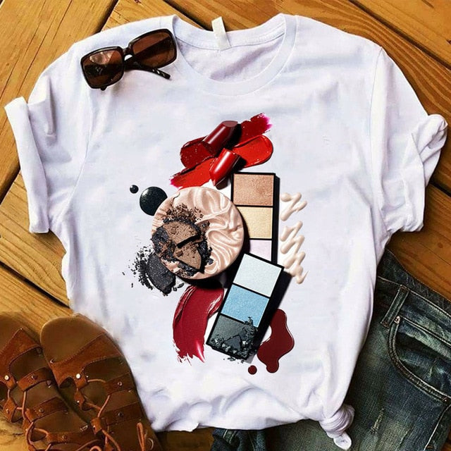 T Shirt Women Graphic 3D Finger Nail Paint Color Fashion Tops Female T-Shirts Summer Harajuku T-Shirt Short Sleeve T-shirts Top