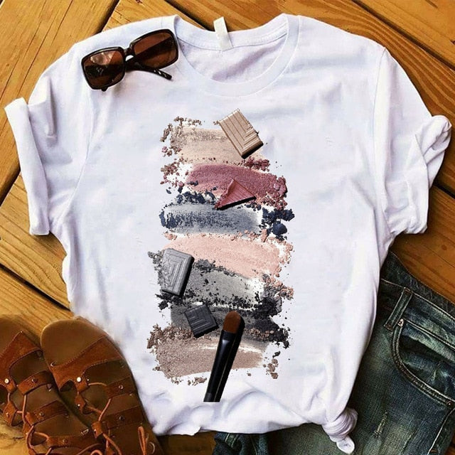 T Shirt Women Graphic 3D Finger Nail Paint Color Fashion Tops Female T-Shirts Summer Harajuku T-Shirt Short Sleeve T-shirts Top