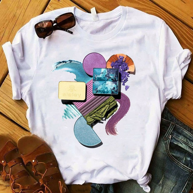 T Shirt Women Graphic 3D Finger Nail Paint Color Fashion Tops Female T-Shirts Summer Harajuku T-Shirt Short Sleeve T-shirts Top