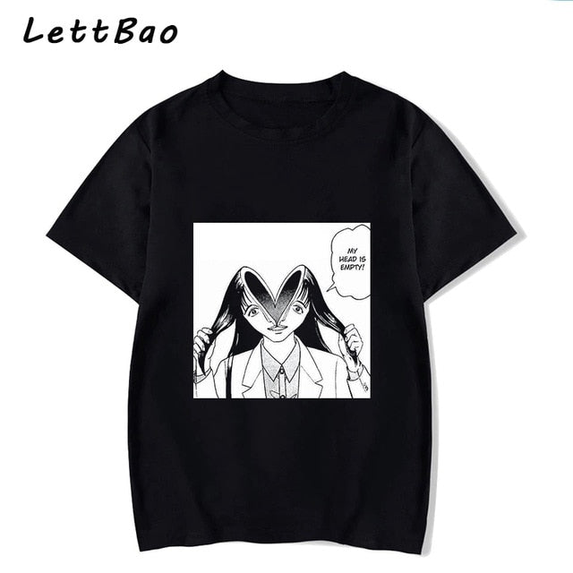 Tomie Junji Ito T-Shirt Men Unisex Anime Cartoon Design Men Tee Shirt Homme Summer Tops Short Sleeve Cotton Vogue Vintage Style